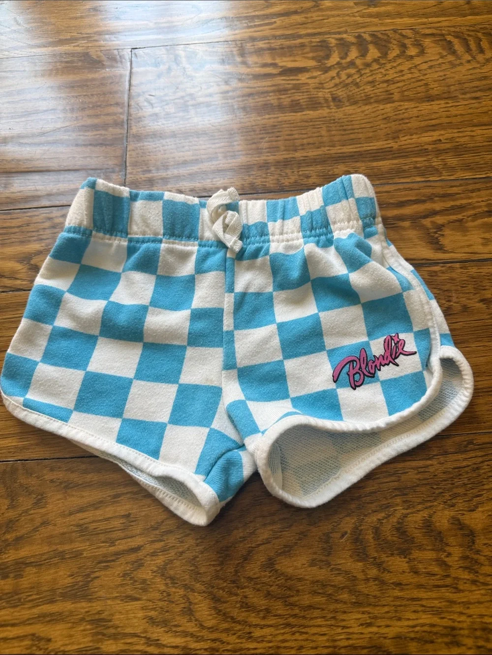 Toddler Blondie Graphic Tee & Checker Shorts Set - White, Aqua & Pink